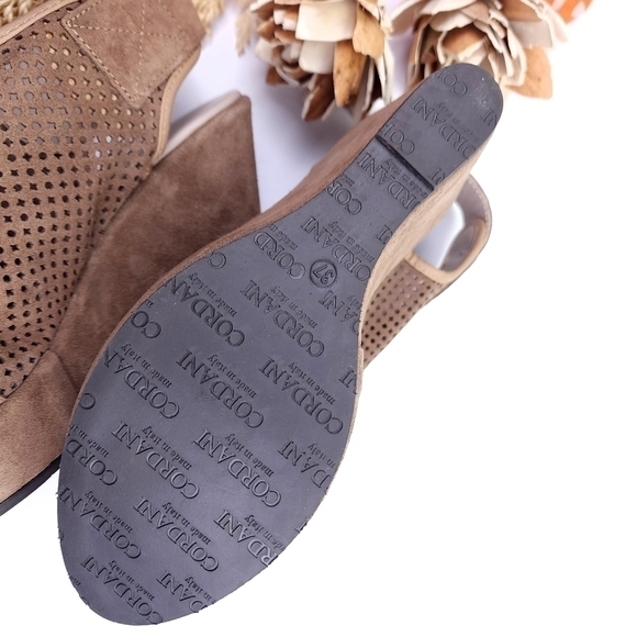 Corduroy Tan Brown Suede Ankle Boot Platform Wedge Sz 37 - Picture 7 of 9